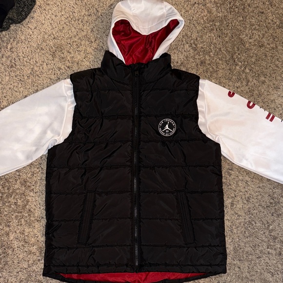 Jordan Other - Jordan Black and Red Hooded Vest with White Sleeves